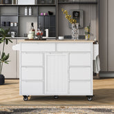K&K Kitchen Cart with 8 Drawers & Flatware Organizer, White
